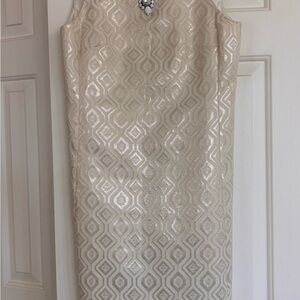 Chic Cream Geometric Pattern Dress